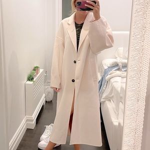MANGO pocket front white coat